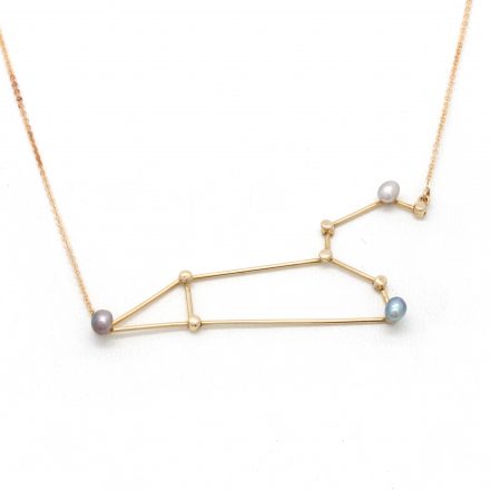 “Leo (July 23th – Aug 22th)” 14K Yellow Gold Pendant and Chain with Cortez Keshi Pearls