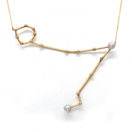“Pisces (Feb 19th – Mar 20th)” 14K Yellow Gold Pendant and Chain with Cortez Keshi Pearls