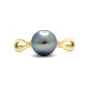 Impresive and lustrous Green Cortez Pearl on 14K Yellow Gold Ring