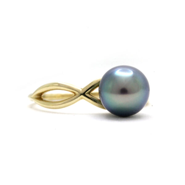 Impresive and lustrous Green Cortez Pearl on 14K Yellow Gold Ring - Image 3