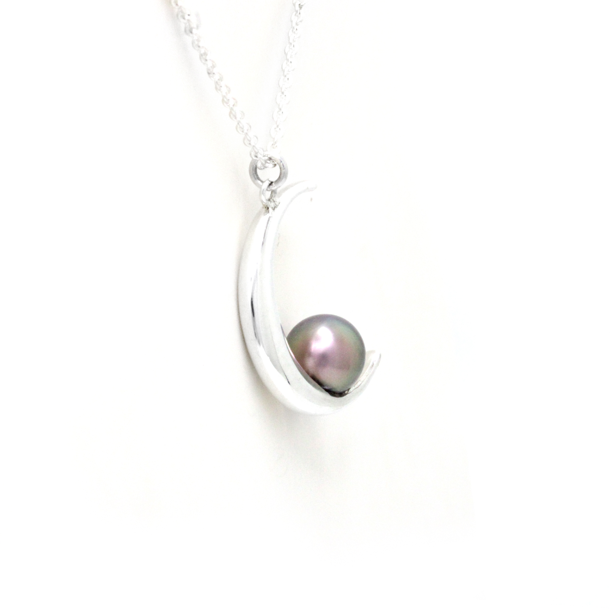 "Moon" Silver Necklace with Cortez Pearl by "Noble Sensación" - Image 4