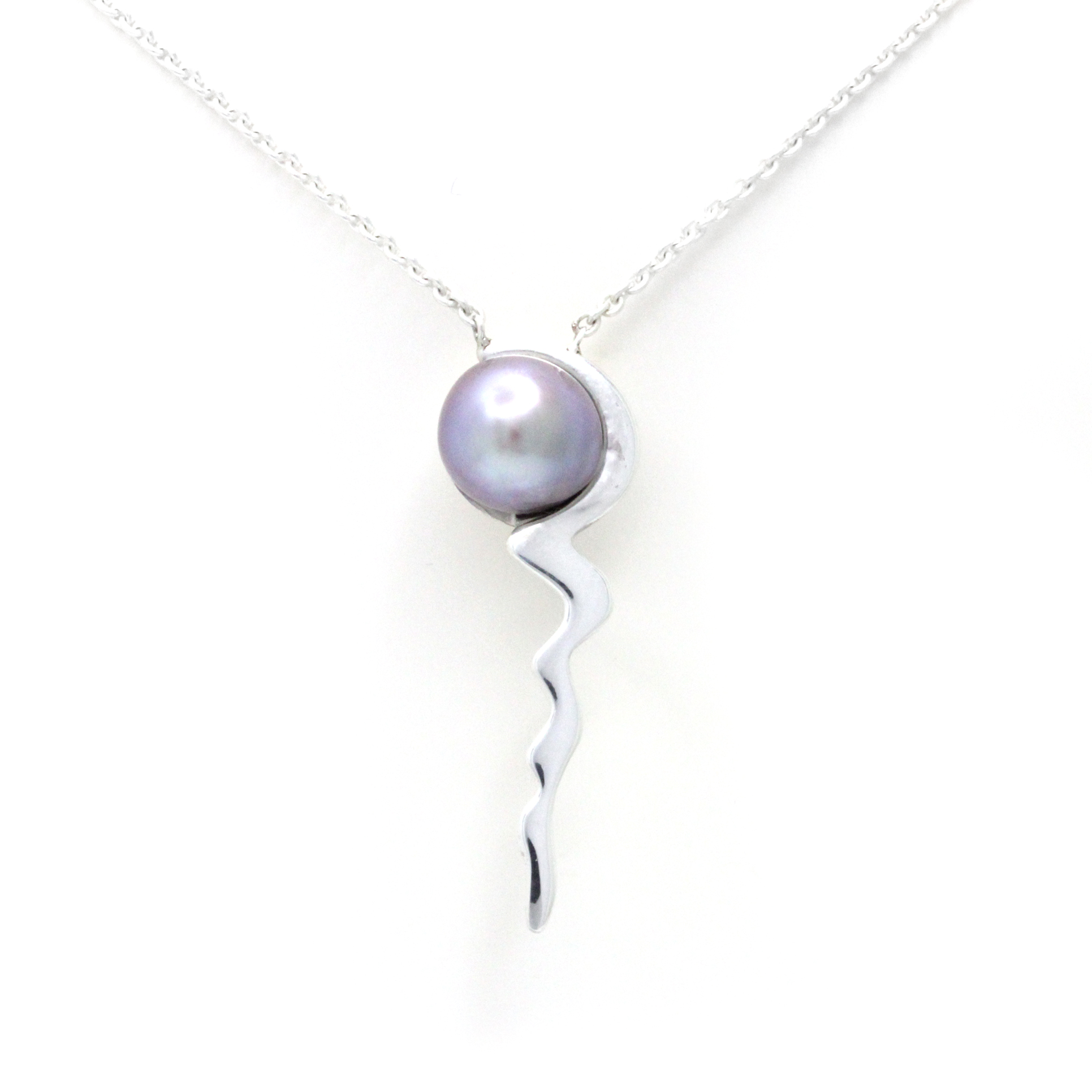 "Balloon" Silver Necklace with Cortez Pearl by "Noble Sensación"