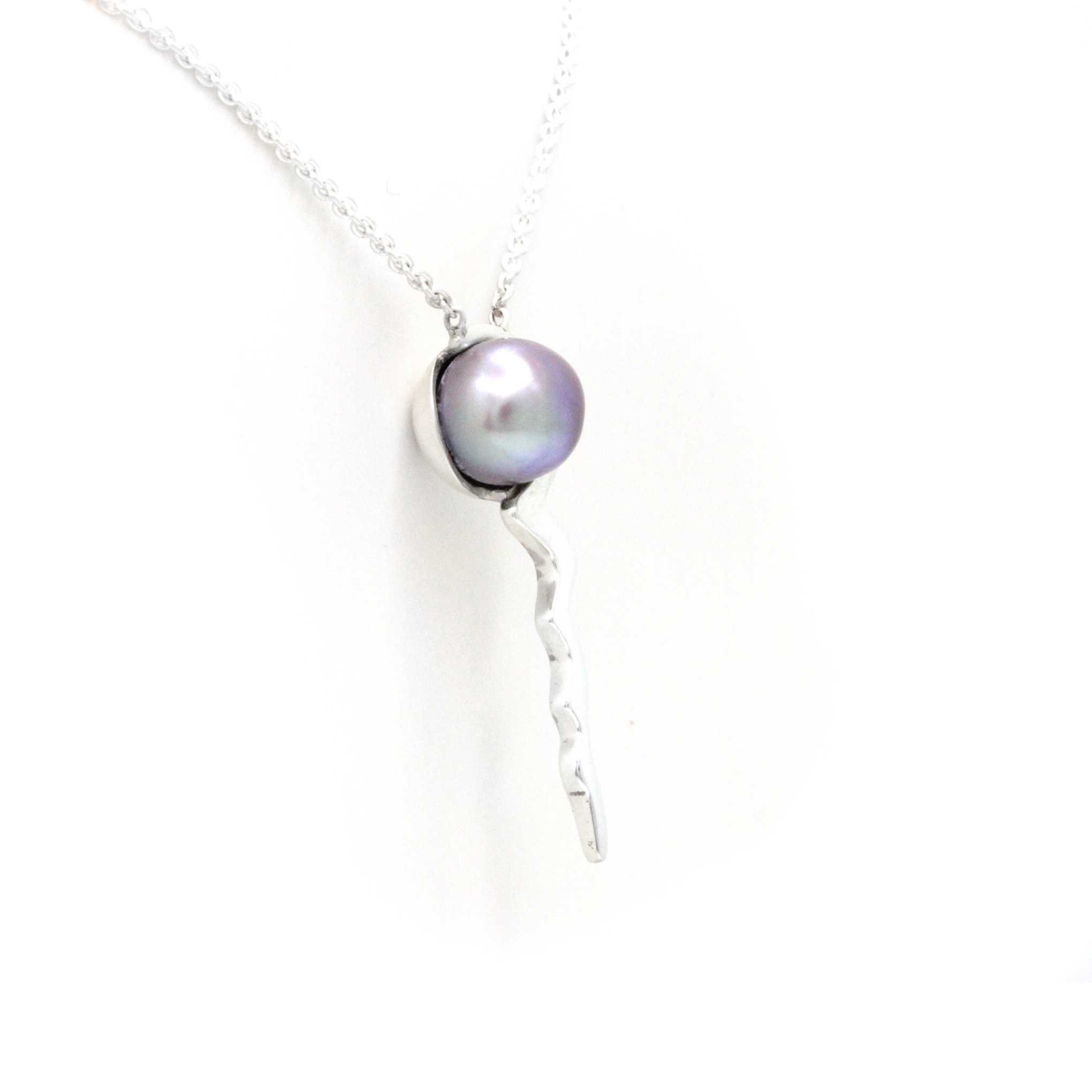 "Balloon" Silver Necklace with Cortez Pearl by "Noble Sensación" - Image 5