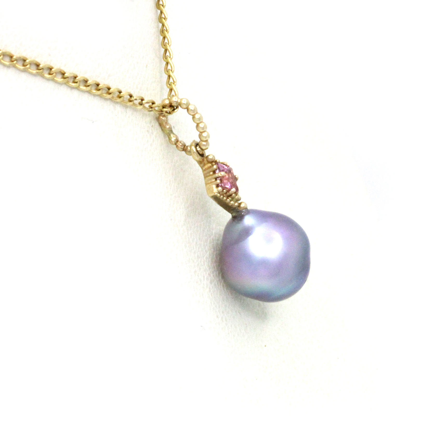 Lovely Cortez Pearl on 14K Yellow Gold Pendant with Pink Tourmaline by Kathe Mai - Image 7