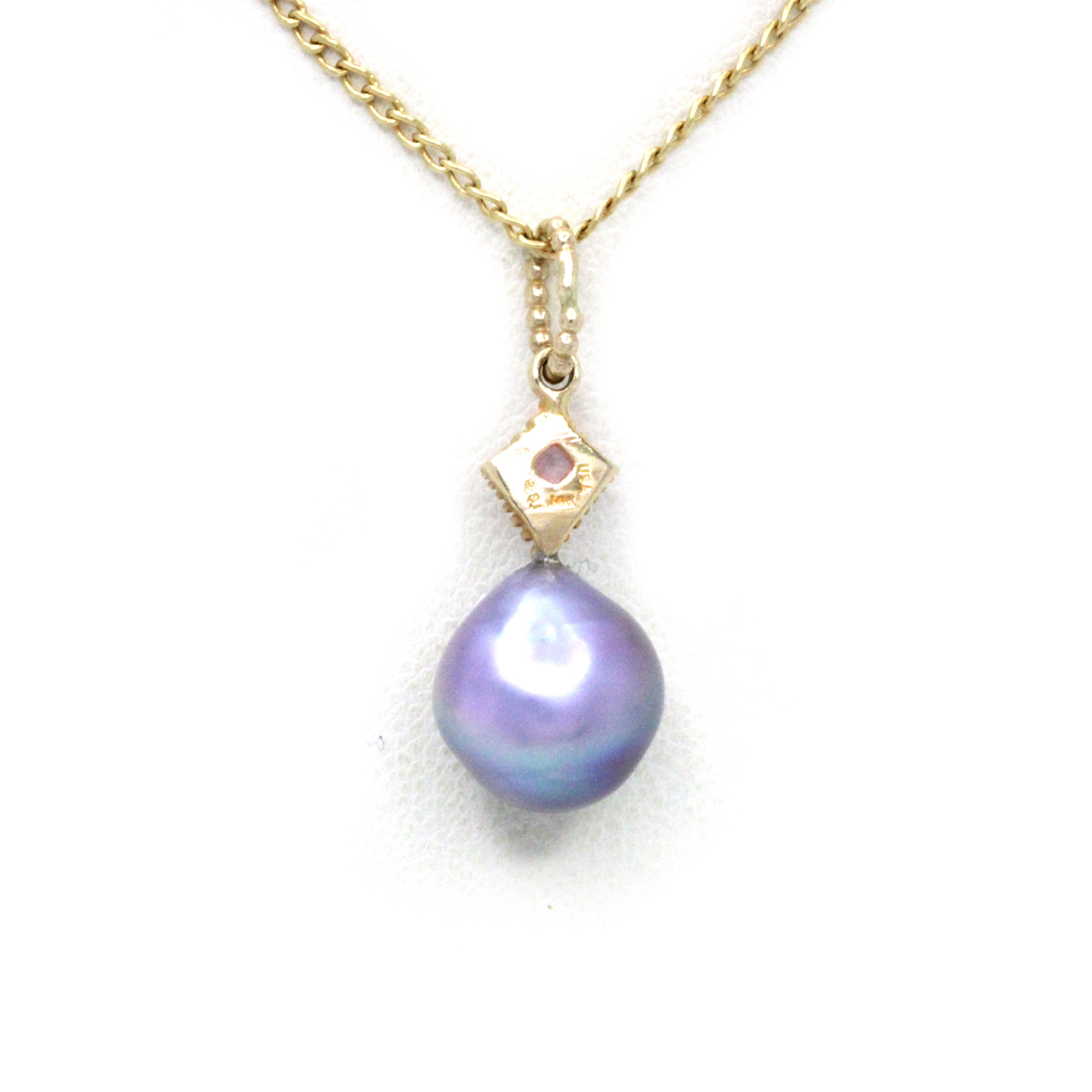 Lovely Cortez Pearl on 14K Yellow Gold Pendant with Pink Tourmaline by Kathe Mai - Image 10