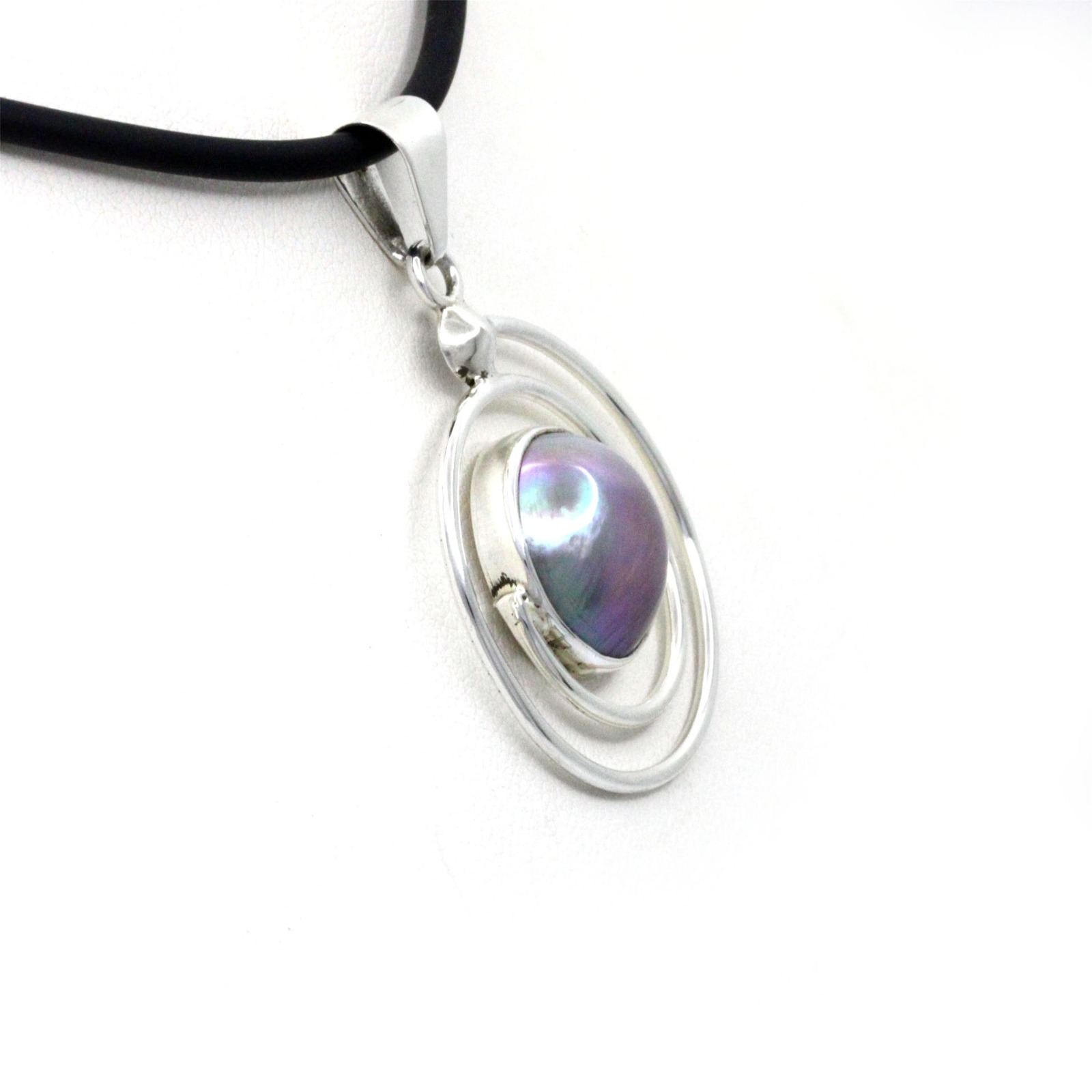 "Espiral" Silver Pendant with Cortez Mabe Pearl - Image 3
