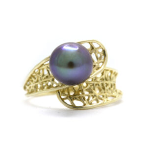 Anillo en Oro Amarillo de 14K con Perla del Mar de Cortez