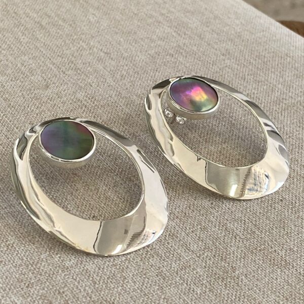 "Círculo" Aretes con Concha de Plata - Image 2