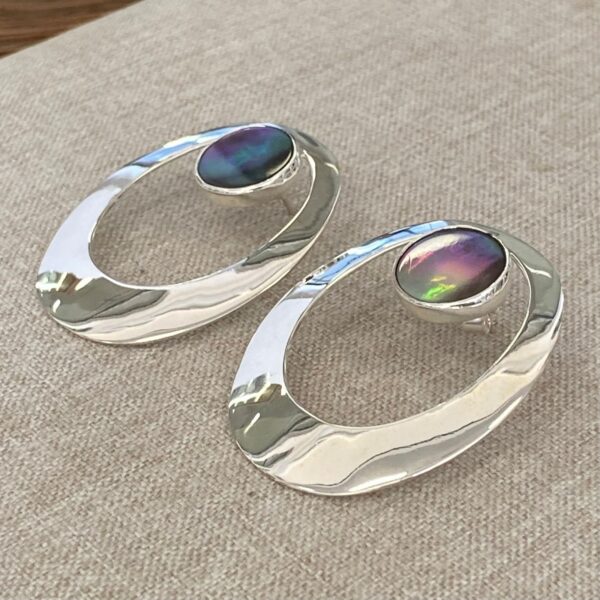 "Círculo" Aretes con Concha de Plata - Image 3