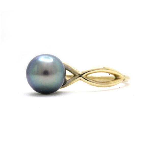 Impresionante y lustrosa Perla verde del Mar de Cortez en Anillo de Oro Amarillo de 14K - Image 6
