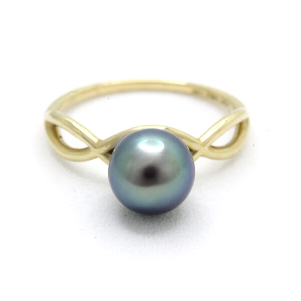 Impresionante y lustrosa Perla verde del Mar de Cortez en Anillo de Oro Amarillo de 14K - Image 9