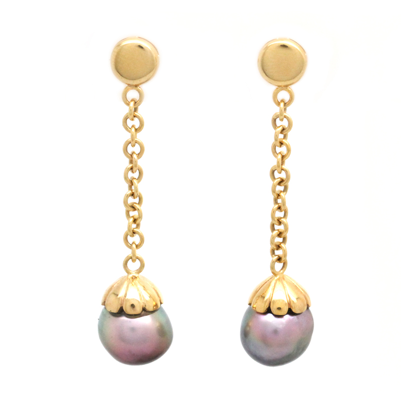 Aretes en Oro Amarillo de 14K con Perlas del Mar de Cortez