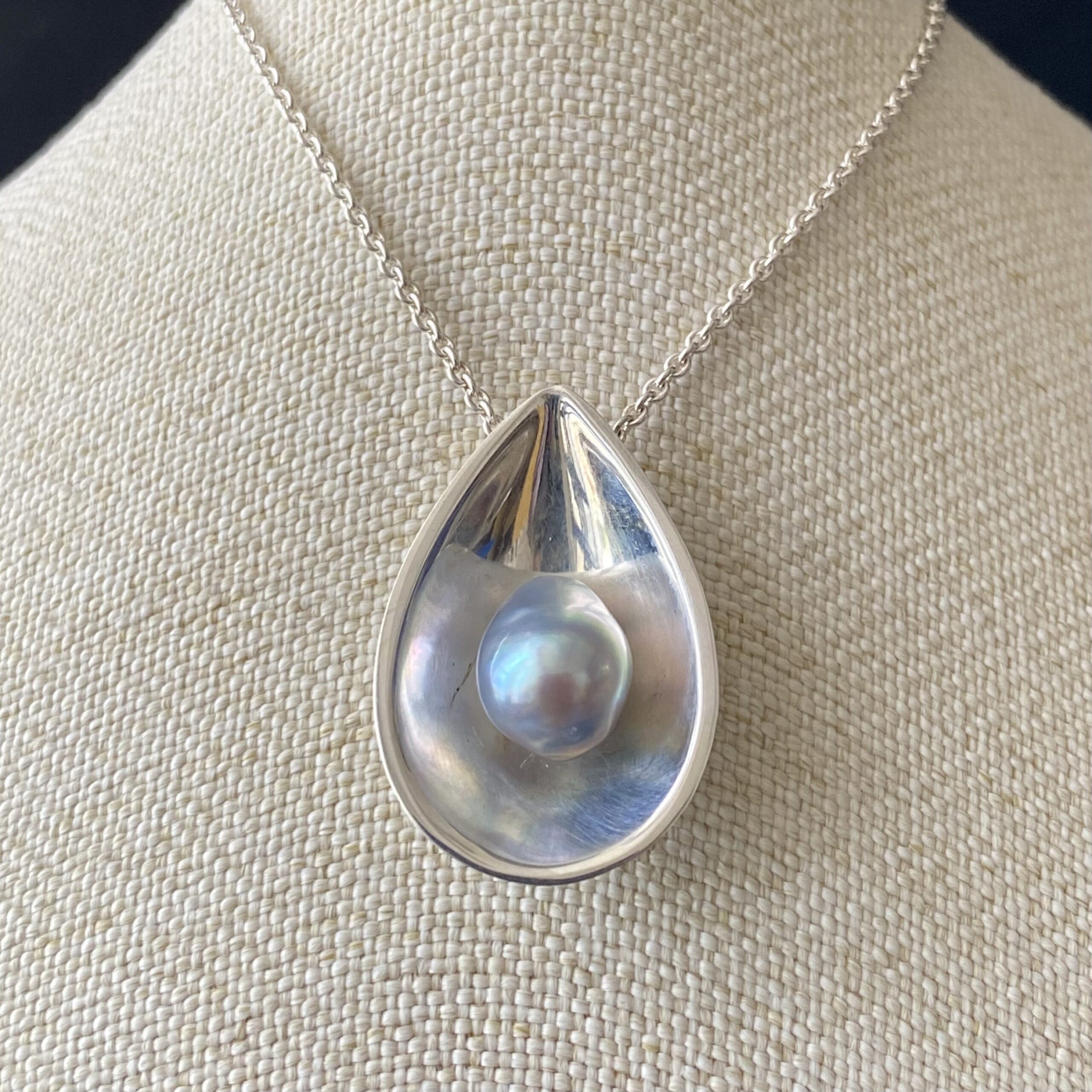 Perla tornasol del Mar de Cortez en Collar de Plata hecho por "Noble Sensación" - Image 2