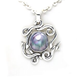 "Enredo de Mar" Collar de Plata con Perla Mabe Ampolla del Mar de Cortez, por Priscila Canales