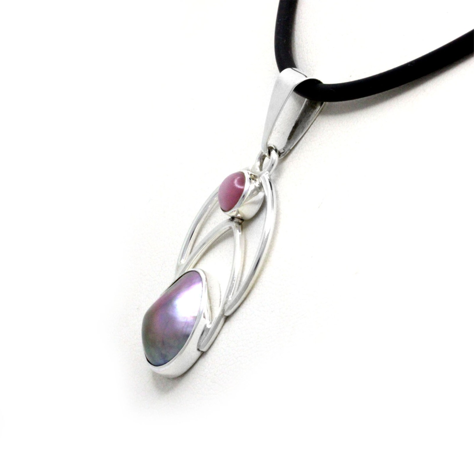 Dije de plata con Perla Mabe del Mar de Cortez y "Ojo de Gato" rosa - Image 5