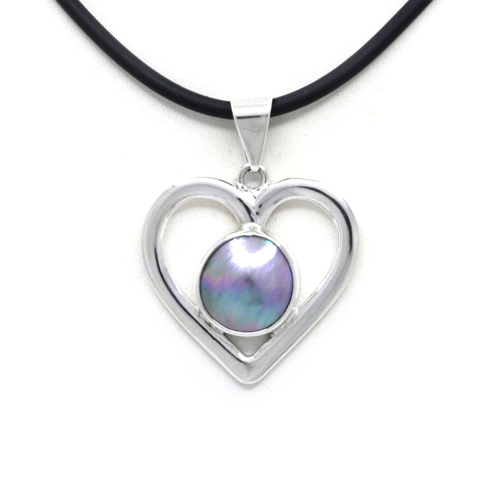 "Corazón" Dije de Plata con Perla Mabe del Mar de Cortez